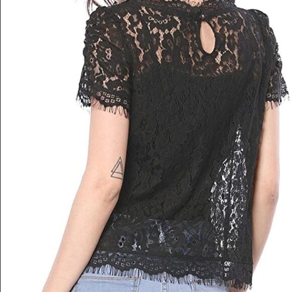 ✨ rose + olive all over lace overlay top✨ - Picture 2 of 6